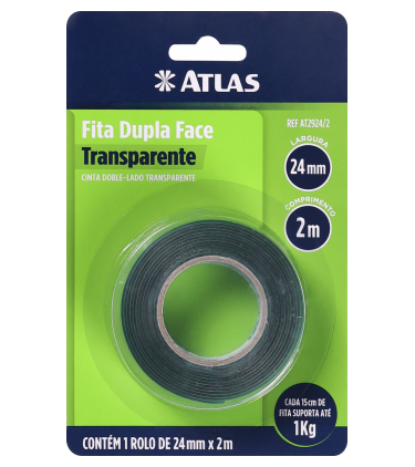 FITA DUPLA FACE TRANSPARENTE 24MM X 2M