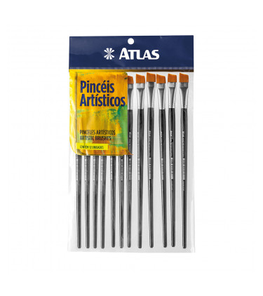 Synthetic bristle, angled flat tip artistic brush